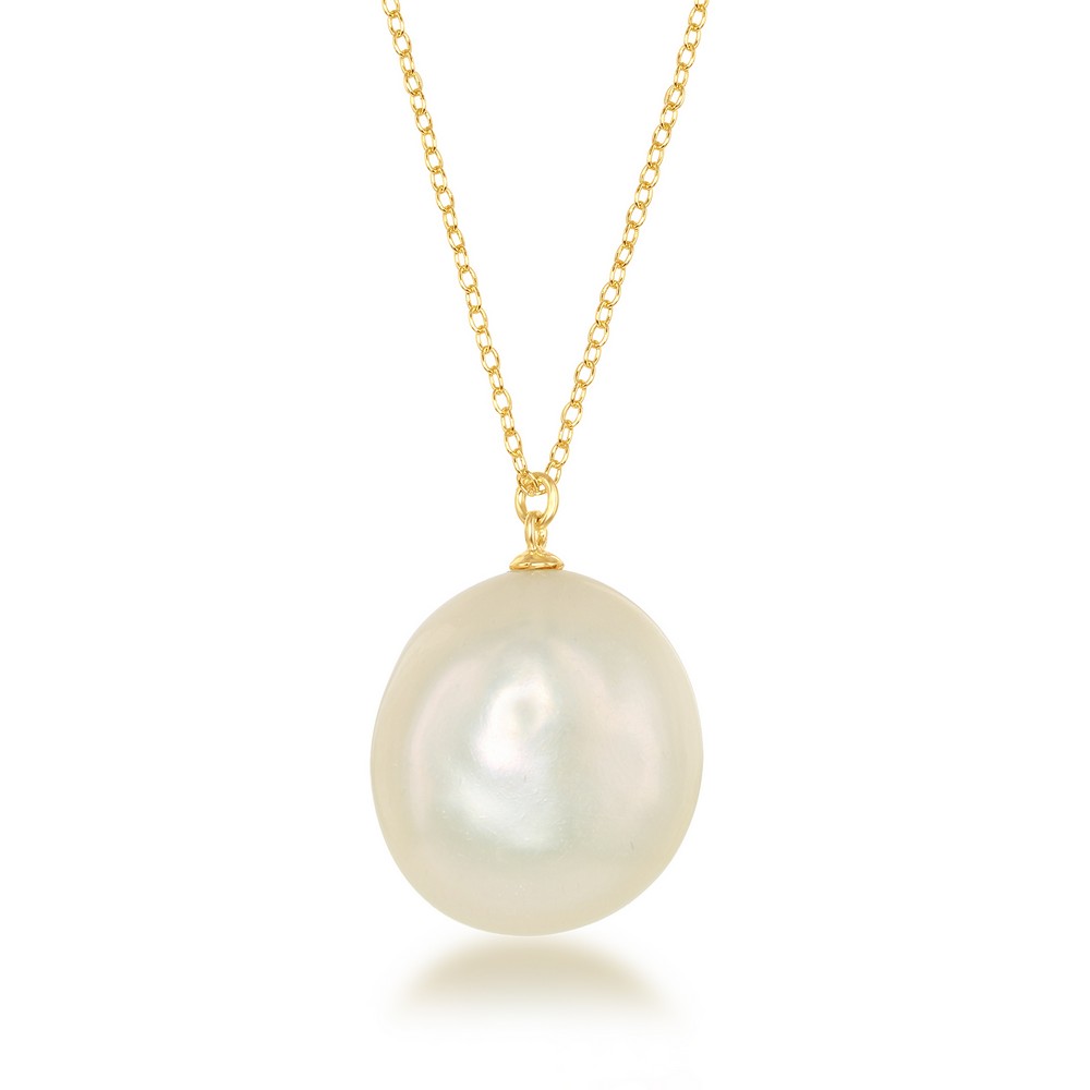 Sterling Silver GP Large Freshwater Baroque Pearl Necklace