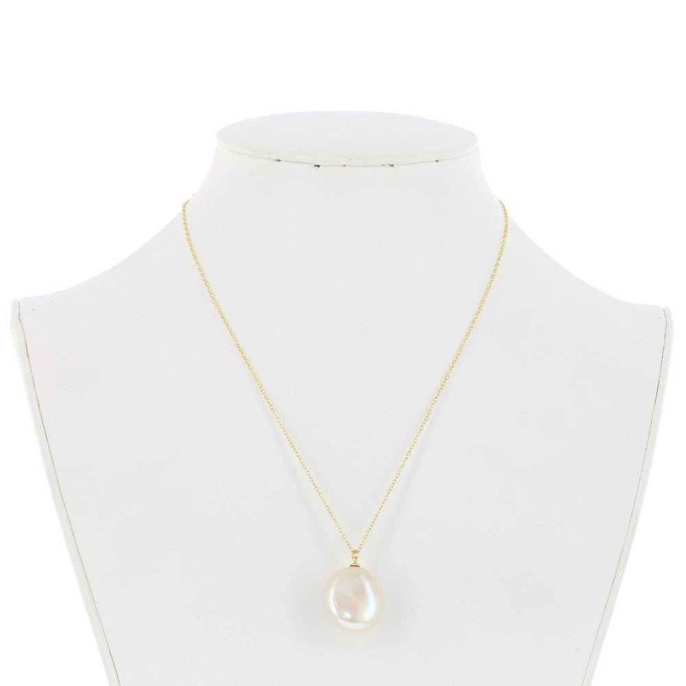 Sterling Silver GP Large Freshwater Baroque Pearl Necklace