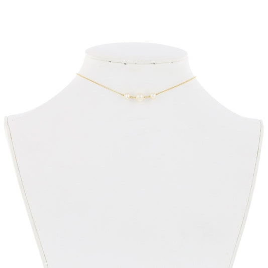 Sterling Silver Three Station Freshwater Pearls Choker - Gold Plated