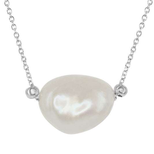 Sterling Silver Center Irregular Oval FWP Necklace