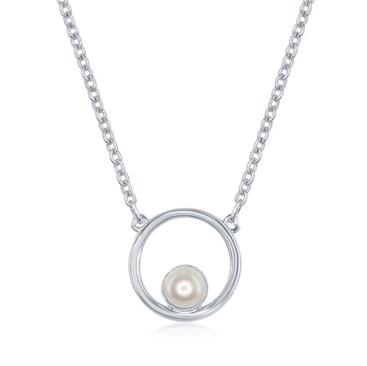 Sterling Silver Open Circle with FWP Necklace