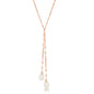 Sterling Silver Mirror Chain with FWP Lariat Necklace - Rose Gold Plated