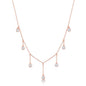Sterling Silver Dangling Bezel-Set CZ's Necklace - Rose Gold Plated