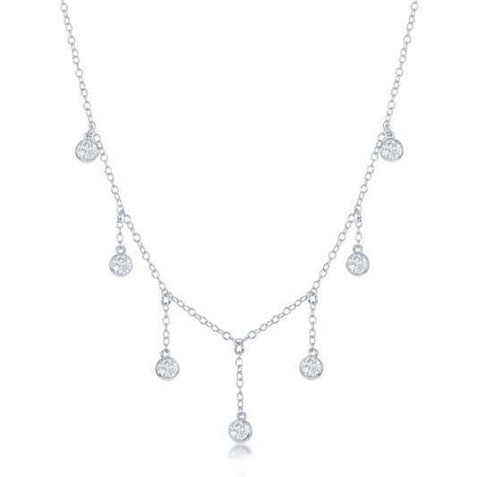 Sterling Silver Dangling Bezel-Set CZ's Necklace