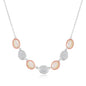 Sterling Silver Two-Tone Alternating Oval Micro Pave and Mother of Pearl Necklace
