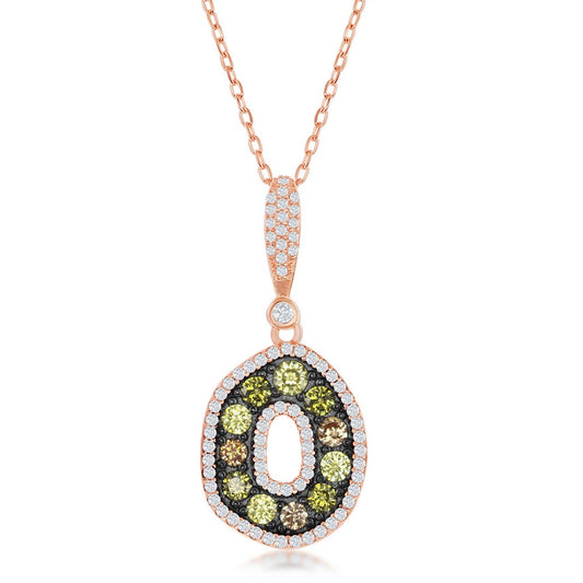 Sterling Silver Rose Gold Plated with White, Champagne & Yellow With  Black Plating Round Necklace