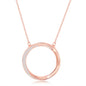 Sterling Silver Rose Gold Plated Half Micro Pave Twisted Open Circle Necklace