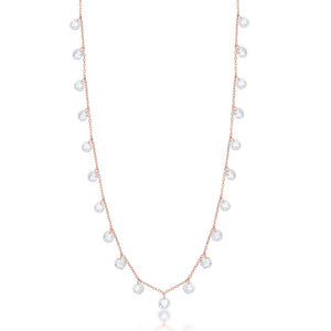 Sterling Silver Linked Cubic Zirconia Necklace - Rose Gold Plated