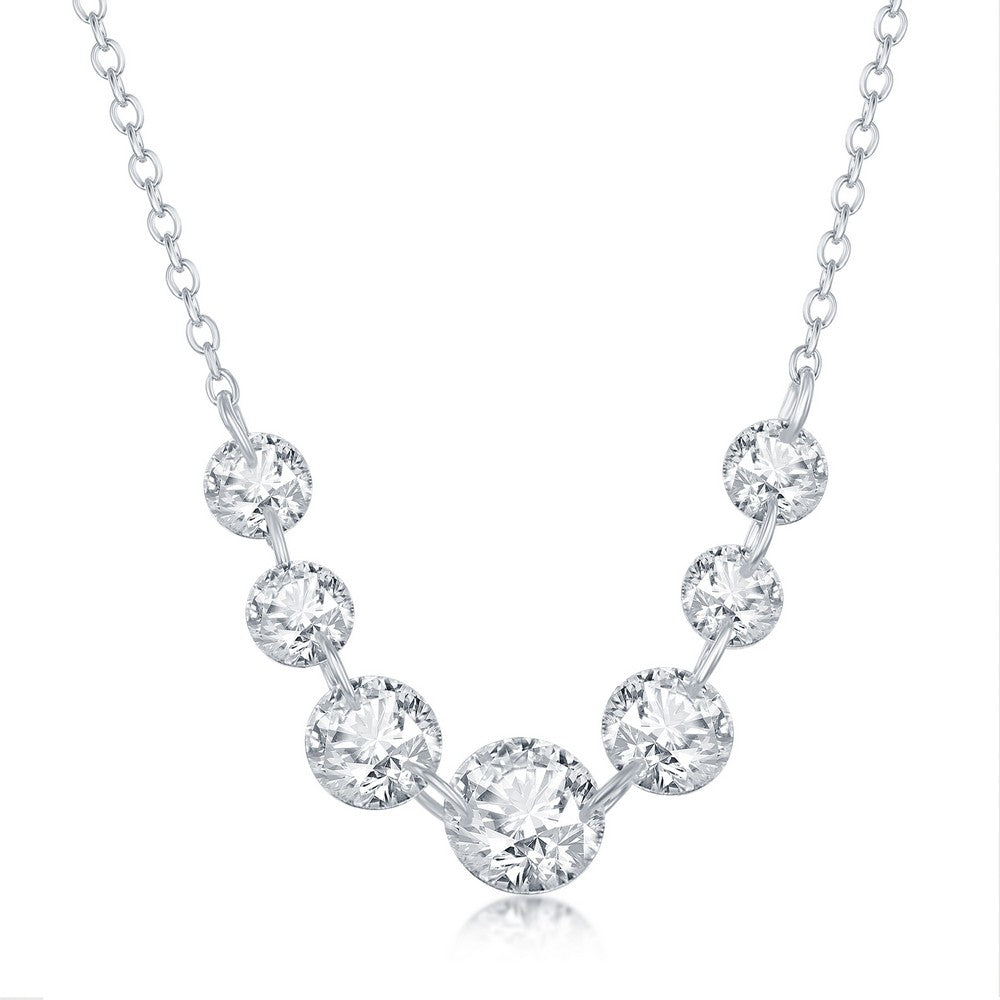 Sterling Silver Graduating CZ Necklace