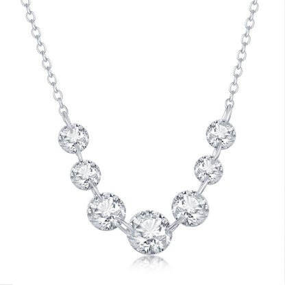 Sterling Silver Graduating CZ Necklace