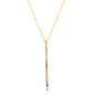 Sterling Silver Rainbow CZ Vertical Bar Necklace - Gold Plated