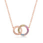 Sterling Silver Rainbow CZ Double Linked Circle Necklace - Rose Gold Plated