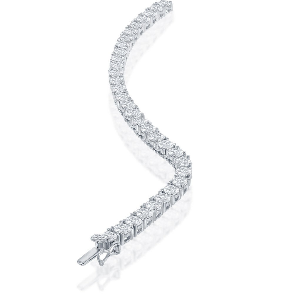 Sterling Silver 4mm Round Cubic Zirconia Tennis Necklace