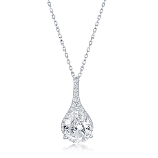 Sterling Silver Pearshaped CZ Necklace