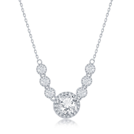 Sterling Silver Round CZ Necklace