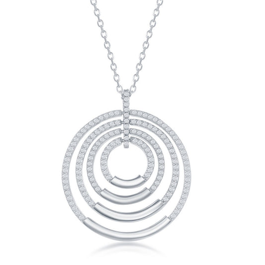 Sterling Silver Multi-Circle CZ Neckalce