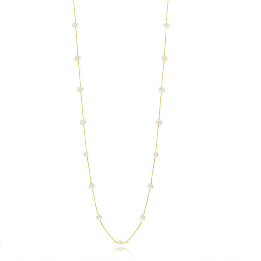 Sterling Silver Freshwater Pearls by the Yard Necklace - Gold Plated