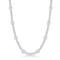 Sterling Silver Round 3mm and 6mm CZ Tennis Necklace
