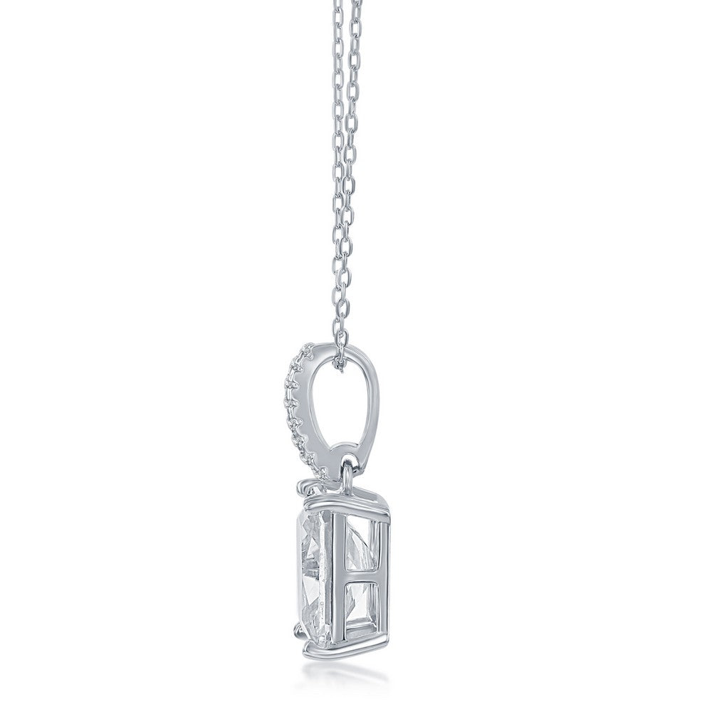 Sterling Silver Rectangle Cushion-Cut CZ Necklace