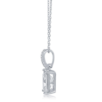 Sterling Silver Rectangle Cushion-Cut CZ Necklace