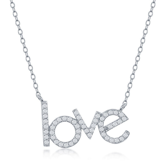 Sterling Silver LOVE CZ Necklace