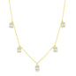 Sterling Silver Baguette CZ Rectangle Charms Necklace - Gold Plated