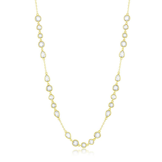 Sterling Silver Multi-Shaped Necklace - Gold Plated