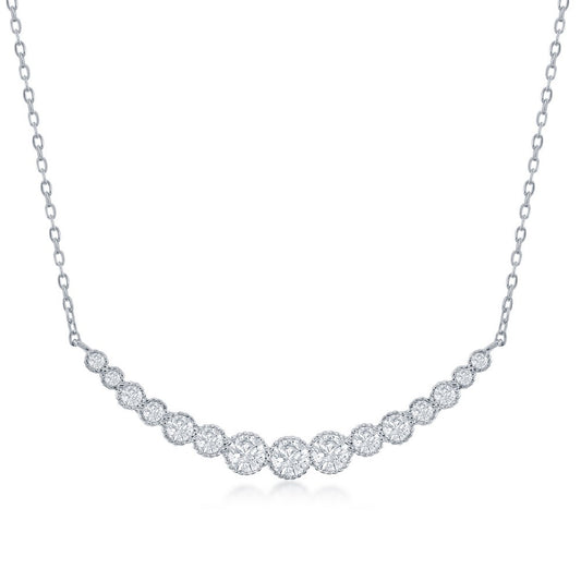 Sterling Silver Graduating Round CZ Necklace