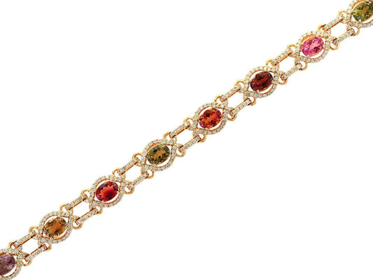 EFFY 14K YELLOW GOLD  MULTICOLOR TOURMALINE BRACELET
