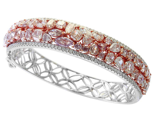 EFFY 18K WHITE/ROSE GOLD ,WHITE DIAMOND AND PINK DIAMOND BRACELET