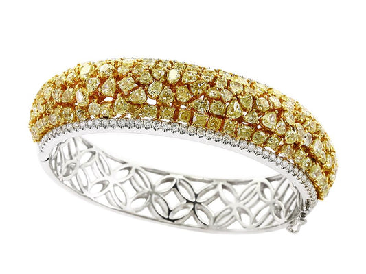 EFFY 18K TWO TONE WHITE AND YELLOW DIAMOND BANGLE BRACELET