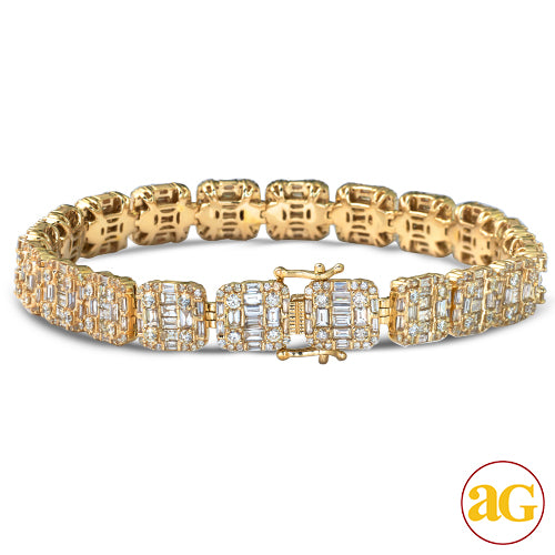 10KY 13.38CTW BAGUETTE DIAMOND MENS BRACELET - 8.5