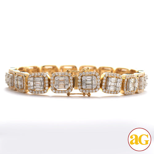 14KY+W 14.00CTW BAGUETTE DIAMOND MENS BRACELET