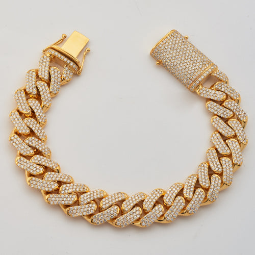 14KY 11.74CTW DIAMOND MIAMI CUBAN BRACELET