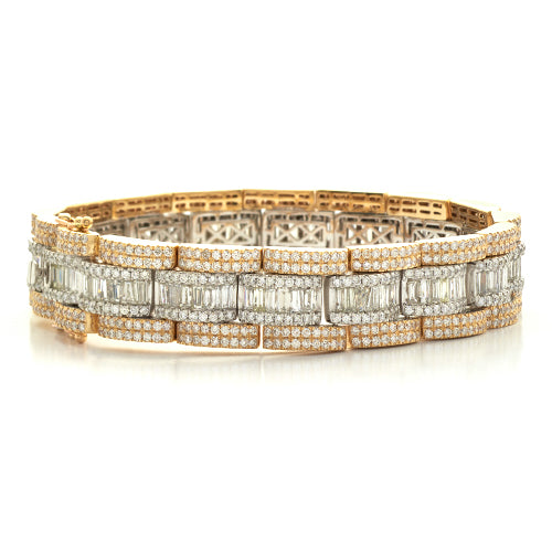 14KY+W 16.15CTW BAGUETTE DIAMOND MENS TWO TONE