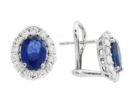 EFFY 18K WHITE GOLD DIAMOND AND SAPPHIRE EARRINGS
