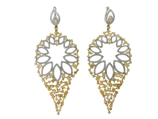 EFFY 18K TWO TONE GOLD WHITE AND YELLOW DIAMOND EARRINGS
