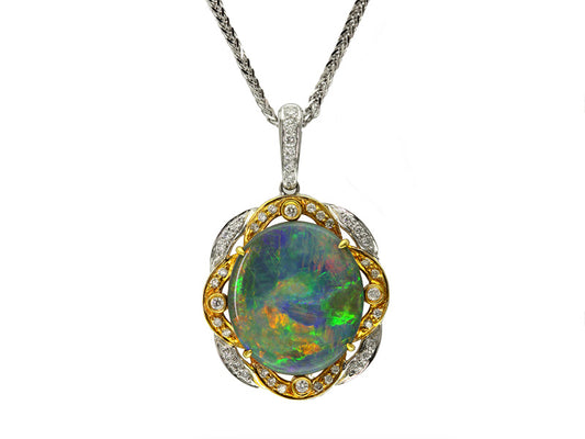 EFFY 18K WHT/YEL ,BLACK OPAL PENDANT