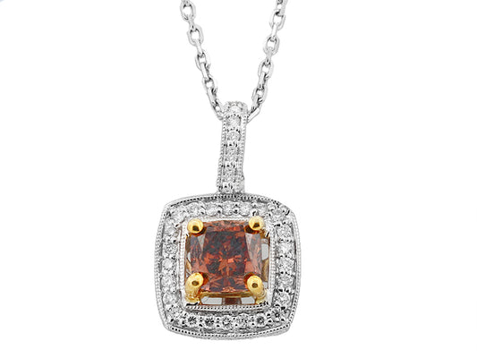 EFFY 18K TWO TONE WHITE AND BROWN DIAMOND PENDANT