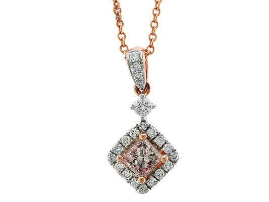 EFFY 18K ROSE GLD ,PINK DIAMOND PENDANT