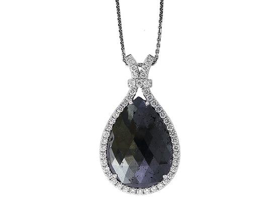 EFFY - 14K WHITE GOLD BLACK AND WHITE DIAMOND PENDANT