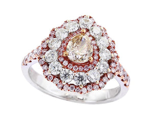 EFFY 18K WHITE/ROSE GOLD ,WHITE AND PINK DIAMOND RING