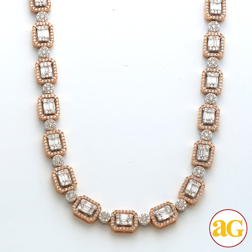 14KR+W 18.75CTW BAGUETTE DIAMOND EMERALD CLUSTER