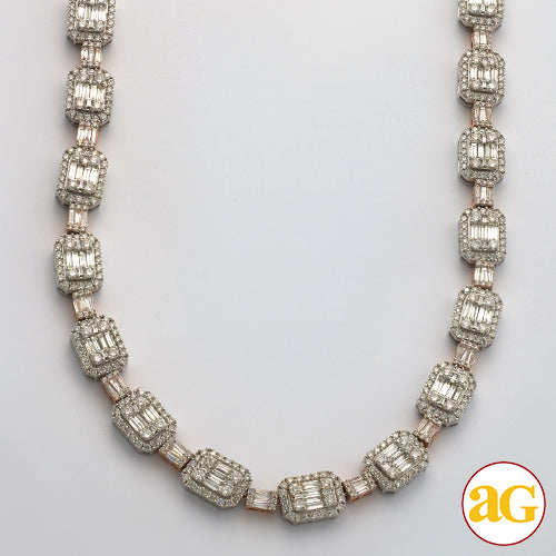 14KW+R 21.00CTW BAGUETTE DIAMOND EMERALD CLUSTER