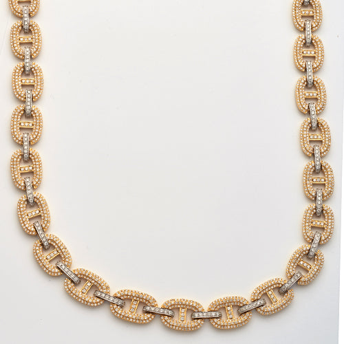 10KY+W 14.85CTW DIAMOND GUCCI LINK NECKLACE