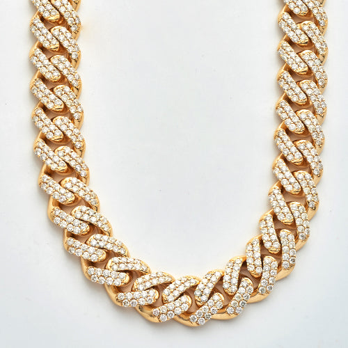 10KY 17.00CTW DIAMOND MIAMI CUBAN CHAIN
