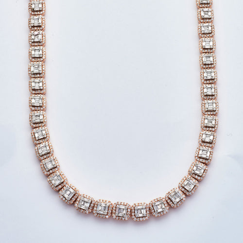 10KR+W 16.75CTW  BAGUETTE DIAMOND SQUARE CLUSTER