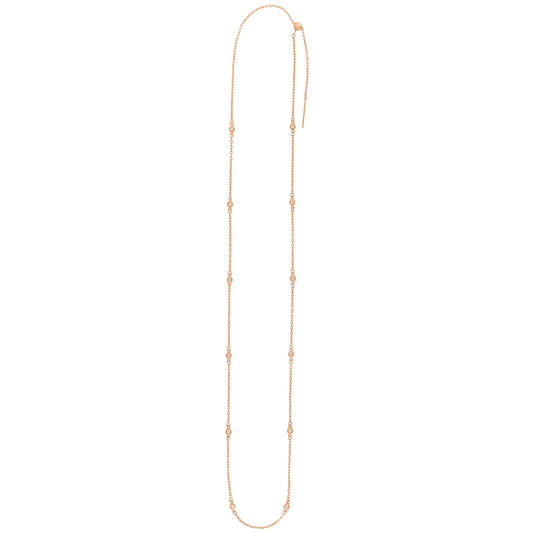 14K Gold 3mm Endless Adjustable .24ct Diamond Cable Chain