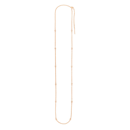 14K Gold 3mm Endless Adjustable .24ct Diamond Cable Chain