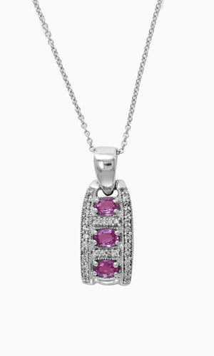 Effy 14K White Gold Diamond,Pink Sapphire Pendant
